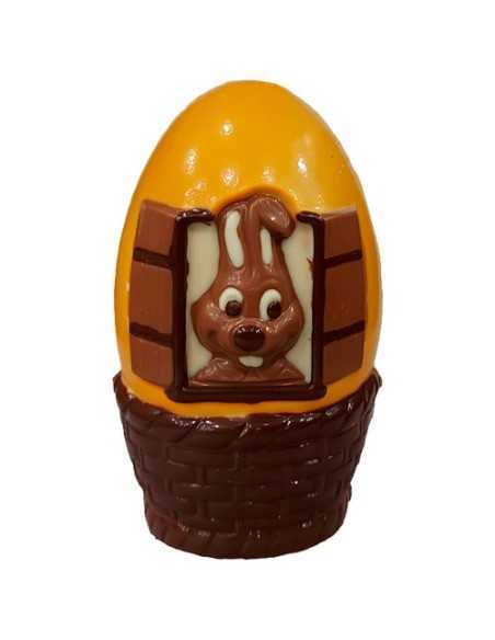 Paasei met Paashaas in huisje – Kleurrijk Chocoladefiguur