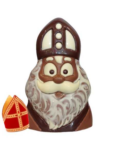 Heerlijke ingekleurde chocolade Sint buste - 20cm