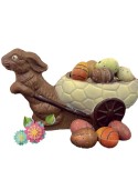 Paashaas met kar en paaseitjes | Ambachtelijke chocolade