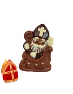 Ingekleurde chocolade Sint in slee: 9,5cmx7cm