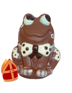 Ingekleurde kikker in chocolade: 12,50cm