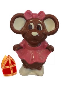 Kleurrijk muisje met strik: 17,50cm