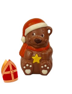Kleurrijk chocolade beertje met ster - 11cm
