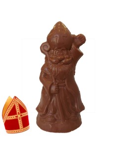 Leuke Sint die zwaait in melkchocolade - 17cm