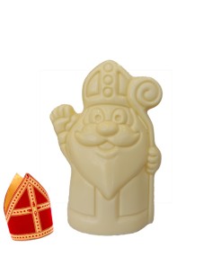 Lekkere chocolade Sint in witte chocolade - 14cm