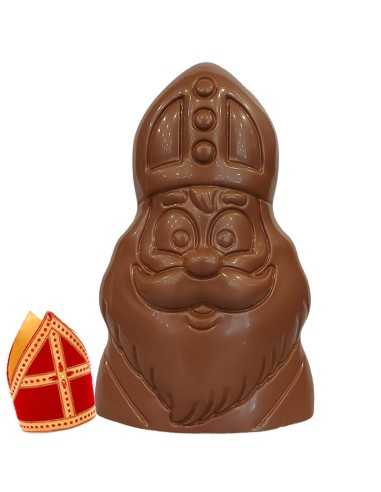 Heerlijke chocolade Sint buste in melkchocolade - 20cm