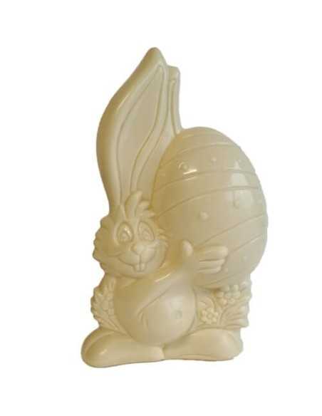 Paashaas met Groot Ei 22 cm – Belgische Witte Chocolade