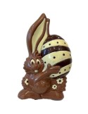 Paashaas met Groot Ei 22 cm – Ingekleurde Belgische Chocolade