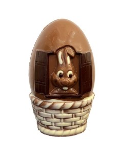 Paashaas in Huisje 15 cm – Ingekleurde Belgische Chocolade