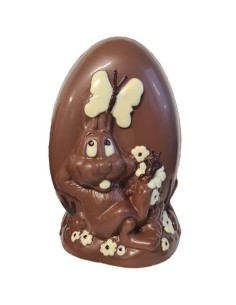 Paashaas met Groot Ei 23 cm – Ingekleurde Chocolade