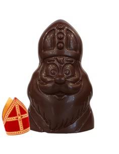 Heerlijke chocolade Sint buste in pure chocolade - 20cm